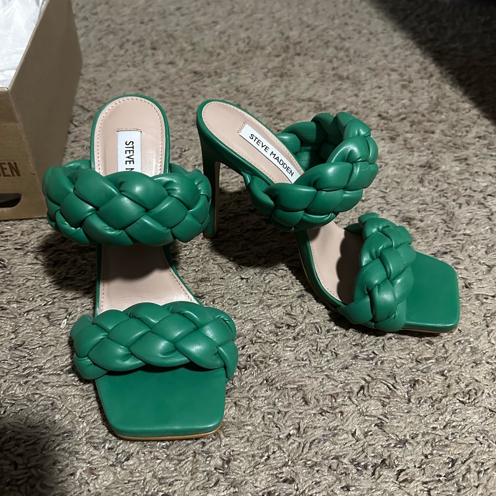 Steve Madden Green Braided Women's Heels